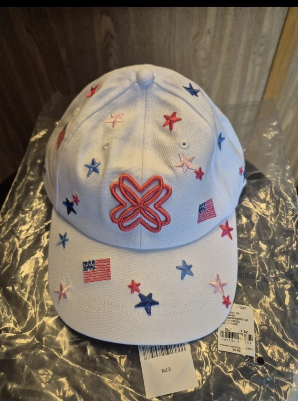 Lilly Pulitzer Resort White Embroidered Stars & Stripes Baseball Cap